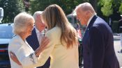 <b>찰스 3세 국왕 부부와 인사 나누는 트럼프 대통령 내외</b>