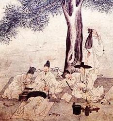 선비들의 풍경을 묘사한 강희언(1417-1464)작 ‘사인삼경(士人三景)’.