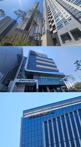 12일 서울 광진구 이스트폴 복합 단지 내에 롯데캐슬 이스트폴 아파트와 광진구청 신청사, 쿠팡 본사로 쓰일 오피스 동이 조성돼있다. 이지은 기자