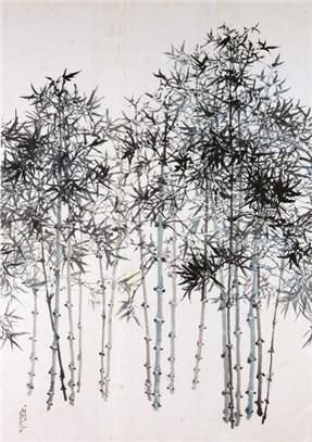 이응노, ＜대나무＞, 1971, 291.5x205.5cm, 종이에 먹, 색(사진=이은노 미술관)