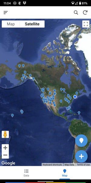 안드로이드 스마트폰에서 국립 공원 앱으로 보는 지도 ⓒ IDG