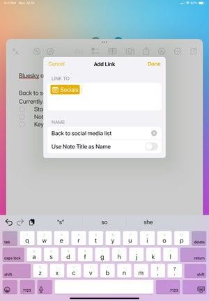 아이패드OS 17에서는 한 노트에서 다른 노트로의 링크를 쉽게 만들 수 있다. ⓒApple