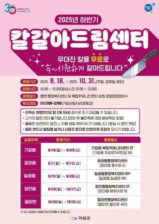 기장군 칼갈아드림센터 안내문. 기장군청 제공.