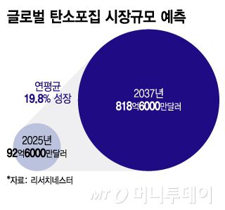 글로벌 탄소포집 시장규모 예측/그래픽=이지혜