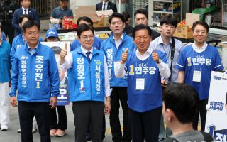 정청래, 정원오 출근길 인사 지원…"오세훈 얼굴 보면 철근누락만 생각나"