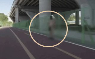 잠실 자전거도로에 우두커니…‘중요 부위만 가린 복면男’ 포착