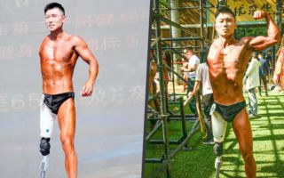 "심장이 뛰는 한, 난 행복"…팔다리 하나로 보디빌딩 대회에 우뚝 선 중국 남성