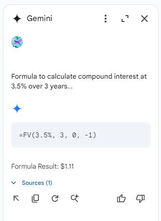 In Sheets, Gemini can help you create a formula.