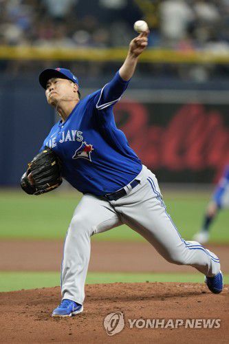 토론토 왼손 선발 류현진[AP=연합뉴스 자료사진]
