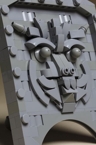 경주 사천왕사에서 출토된 녹유 용 얼굴무늬 기와를 형상화한 작품  [콜린진 제공. 재판매 및 DB 금지]