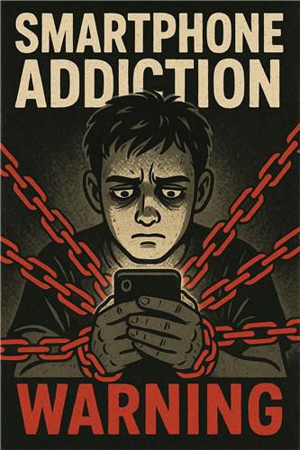 스마트폰 중독을 경고하는 챗GPT 이미지[챗GPT를 사용해 생성한 이미지임. 재판매 및 DB 금지]