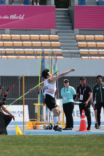 창던지기 남태풍(서울=연합뉴스) 남태풍이 30일 경북 구미시민운동장에서 열린 2025 아시아육상경기선수권 남자 창던지기 예선에서 투척 동장을 하고 있다. [대한육상연맹 제공. 재판매 및 DB 금지]