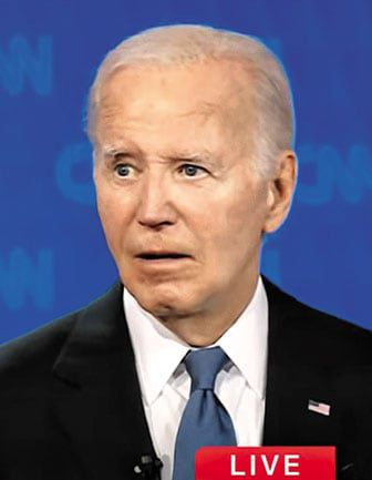 지난 6월 TV 토론에서 입을 벌린 채 멍한 표정을 짓는 조 바이든 대통령. /CNN