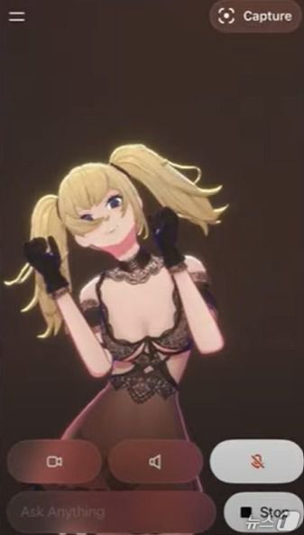 일론 머스크의 AI 챗봇 그록 컴패니언 캐릭터 애니 란제리 입은 모습(영상 갈무리)