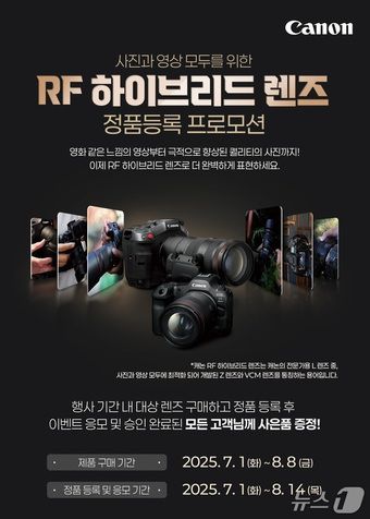 RF 렌즈 월드 리뉴얼 오픈 기념 캐논 RF 하이브리드 렌즈 정품 등록 프로모션(캐논코리아 제공)