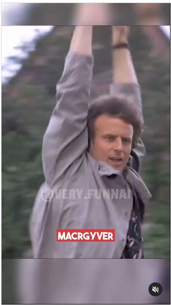 에마뉘엘 마크롱 프랑스 대통령 얼굴을 맥가이버와 합성한 인공지능(AI) 딥페이크 영상. 에마뉘엘 마크롱 프랑스 대통령 인스타그램 캡처