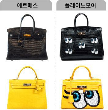 에르메스 버킨백·켈리백(왼쪽)과 플레이노모어의 일명 눈알 가방. /대법원