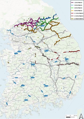 아프리카돼지열병(ASF) 방역 울타리 설치 현황. [환경부 제공. 재판매 및 DB 금지]