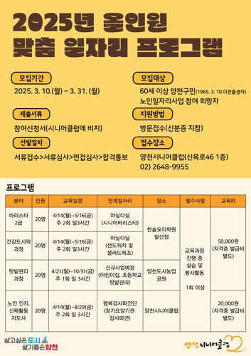 2025년 올인원 맞춤 일자리 프로그램[양천구 제공. 재판매 및 DB 금지]