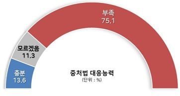 경총이 지난해 12월 실시한 실태조사에 따르면 중소기업 10곳 중 8곳은 중처법 의무에 대한 대응 능력이 부족하다고 응답했다. <자료제공=경총>