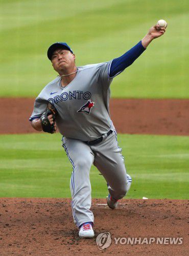 애틀랜타 상대로 역투하는 류현진[UPI=연합뉴스]