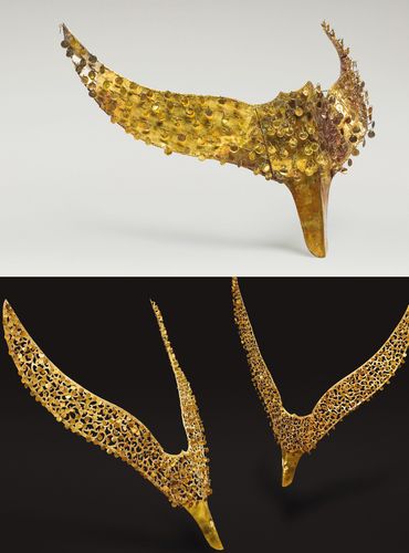 신라의 관식 위는 황남대총 남분 관식, 아래는 천마총 관식