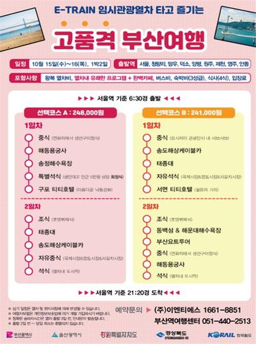 1박2일 부산여행 관광상품[부산시 제공. 재판매 및 DB 금지]