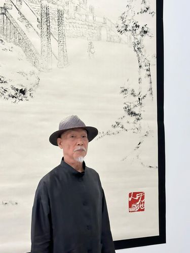 박대성 작가박대성 작가가 14일 리안갤러리 대구에 전시된 자신의 작품 '설경' 앞에 서 있다. [리안갤러리 대구 제공. 재판매 및 DB 금지]