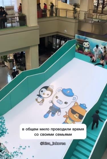 북한에 체류 중인 러시아 여성이 공개한 '류경금빛상업중심' 영상에서 영국 BBC의 애니메이션 '바다탐험대 옥토넛' 캐릭터가 포착됐다. /인스타그램