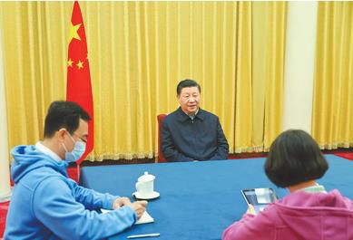 인구센서스 참여한 시진핑 중국 국가 주석[인민일보 캡처.재판매 및 DB 금지]