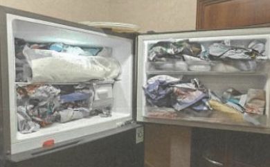 개 번식장 내 냉장고의 냉동실 칸에 개들의 사체가 보관돼 있다. 수원지검 제공