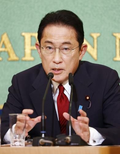 (도쿄 교도=연합뉴스) 일본 집권 자민당 총재 경선에 출마한 기시다 후미오 전 당 정조회장 18일 오후 일본기자클럽 주최 토론회에서 발언하고 있다.