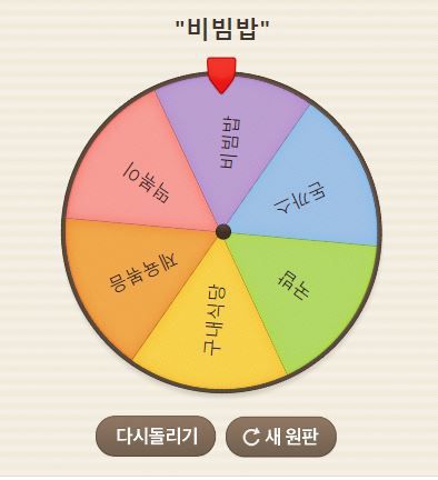 점심 메뉴를 고르기 힘든 직장인들이 메뉴 선택에 활용할 수 있는 네이버 원판돌리기 게임. 네이버 화면 캡처