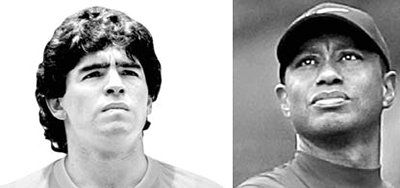 마라도나(左), 우즈(右)