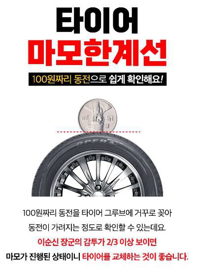 타이어 마모 정도를 살피는 방법. 출처=타이어뱅크