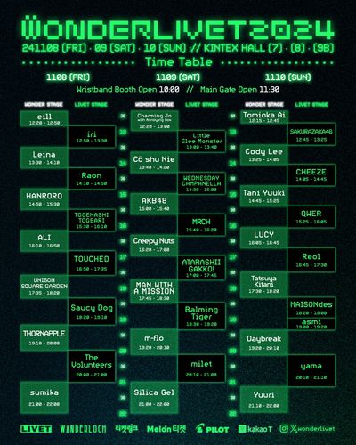 '원더리벳 2024' 시간표[원더리벳 프렌즈 제공. 재판매 및 DB 금지]
