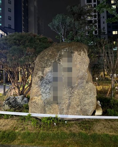 동대문구 이문동 신축아파트에 설치된 조경석[네이버 카페 '부동산 스터디' 캡처. 재판매 및 DB 금지]