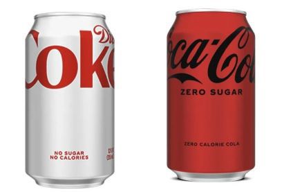 코카콜라의 무설탕 청량음료 브랜드인 다이어트 코크(왼쪽)와 코카콜라 제로. 코카콜라 홈페이지