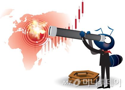 삽화,망원경,전망,예측,전쟁,이스라엘,팔레스타인,하마스,주가,증시,상승,개미,일러스트 /사진=임종철