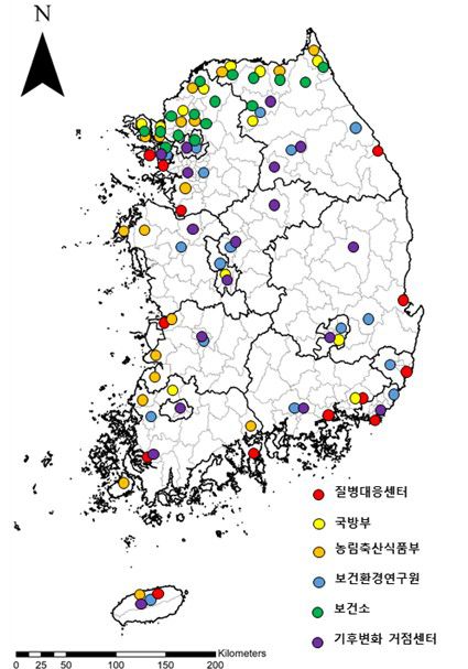 2025년 질병 매개 모기 감시지역[질병관리청 제공]