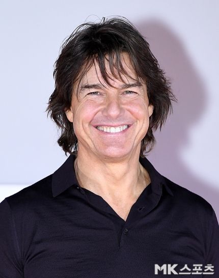 현장에 선 톰 크루즈는 블랙 셔츠 차림이었다. 사진=천정환 기자