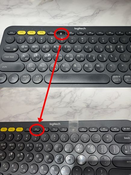 새로고침 기능이 있는 ‘F5’ 자리에 ‘F9’ 키캡을 끼웠다. 빈 자리에는 먼지가 들어가는 걸 막기 위해 테이프를 붙여뒀다. 주소현 기자