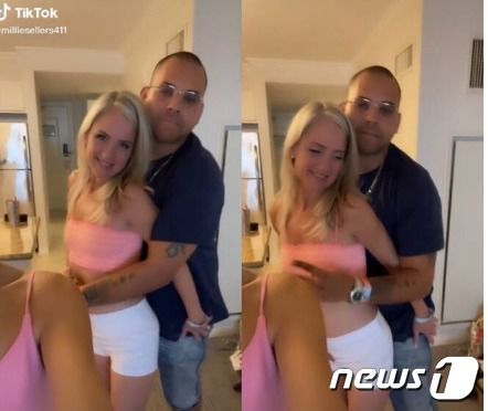 밀리의 엄마와 밀리의 남편이 스킨십을 하고 있다. - 'milliesellers411' 틱톡 갈무리 © 뉴스1