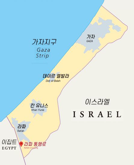 가자지구 주요 도시 위치