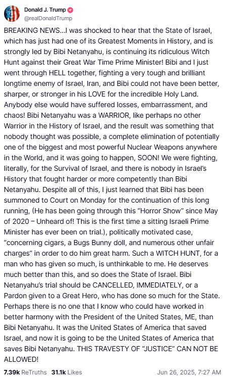 트럼프 대통령 트루스소셜 갈무리