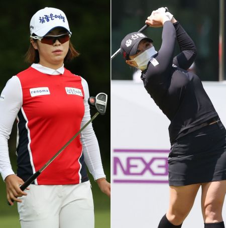 상금 60위 이기쁨(왼쪽)과 61위 이효린이 치열한 KLPGA투어 1부 잔류 경쟁을 펼치고 있다.