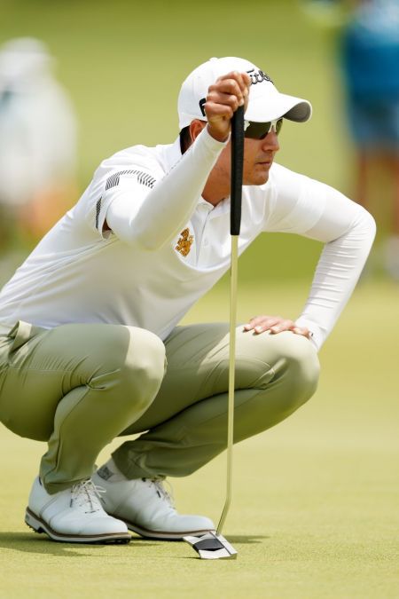 사돔 깨우깐자나가 코오롱 한국오픈 4라운드 2번 홀에서 그린을 읽고 있다. 코오롱 한국오픈 조직위원회