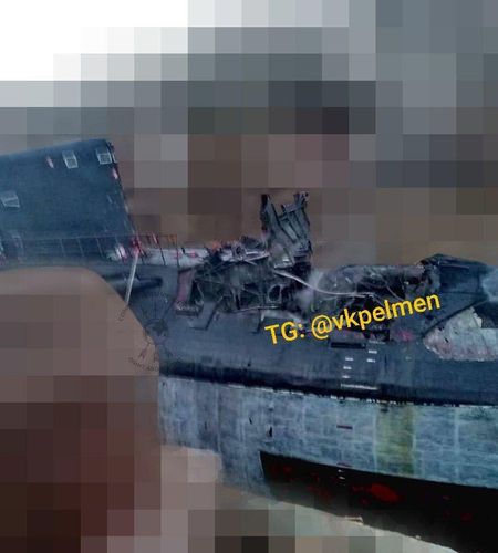 파손된 러시아 흑해함대 잠수함[트위터 캡처. 재판매 및 DB 금지]