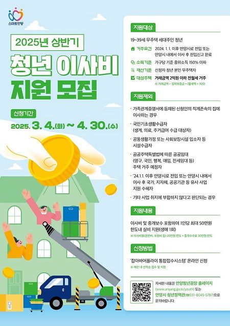 ▲청년가구 이사비용·중개보수비 지원 안내문 ⓒ안양시