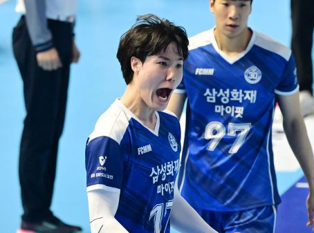 포효하는 이윤수V리그 경기 현장